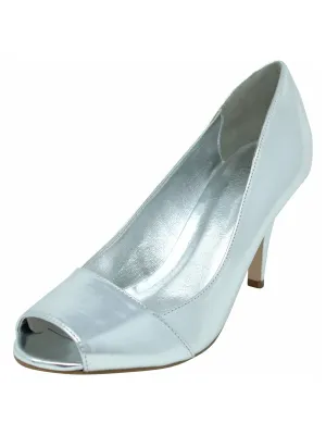 Peep Toe 3" Heel Metallic Pumps For Women