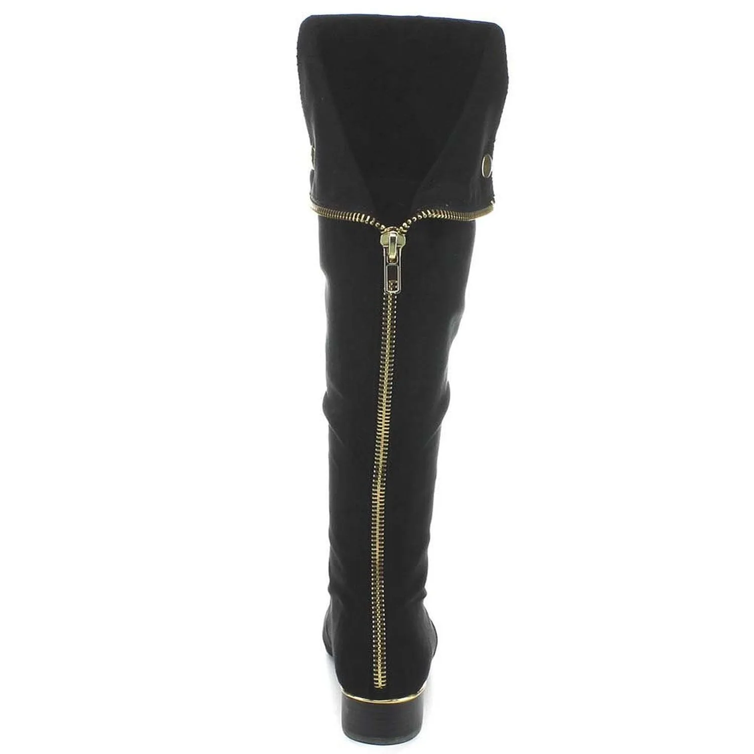 Pirate Back Zipper Black Women's Slouchy Knee-high Vegan Boots