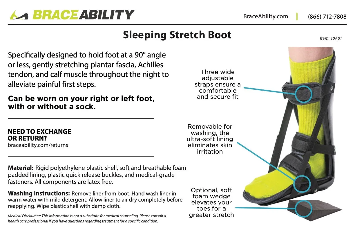 Plantar Fasciitis Night Splint Boot | Dorsiflexion Foot Brace for Calf Stretching, Heel & Arch Pain