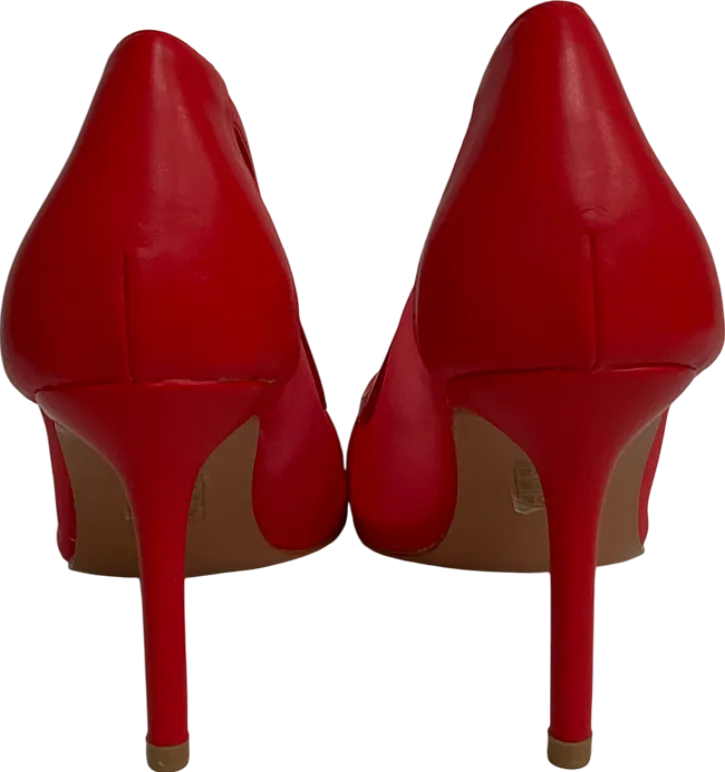 PrettyLittleThing Red Mesh Wide Fit Point Toe Contrast High Stiletto Court Heels UK 7