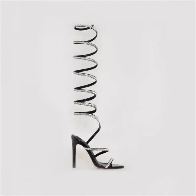 Rhinestone Strap Gladiator High Heels^