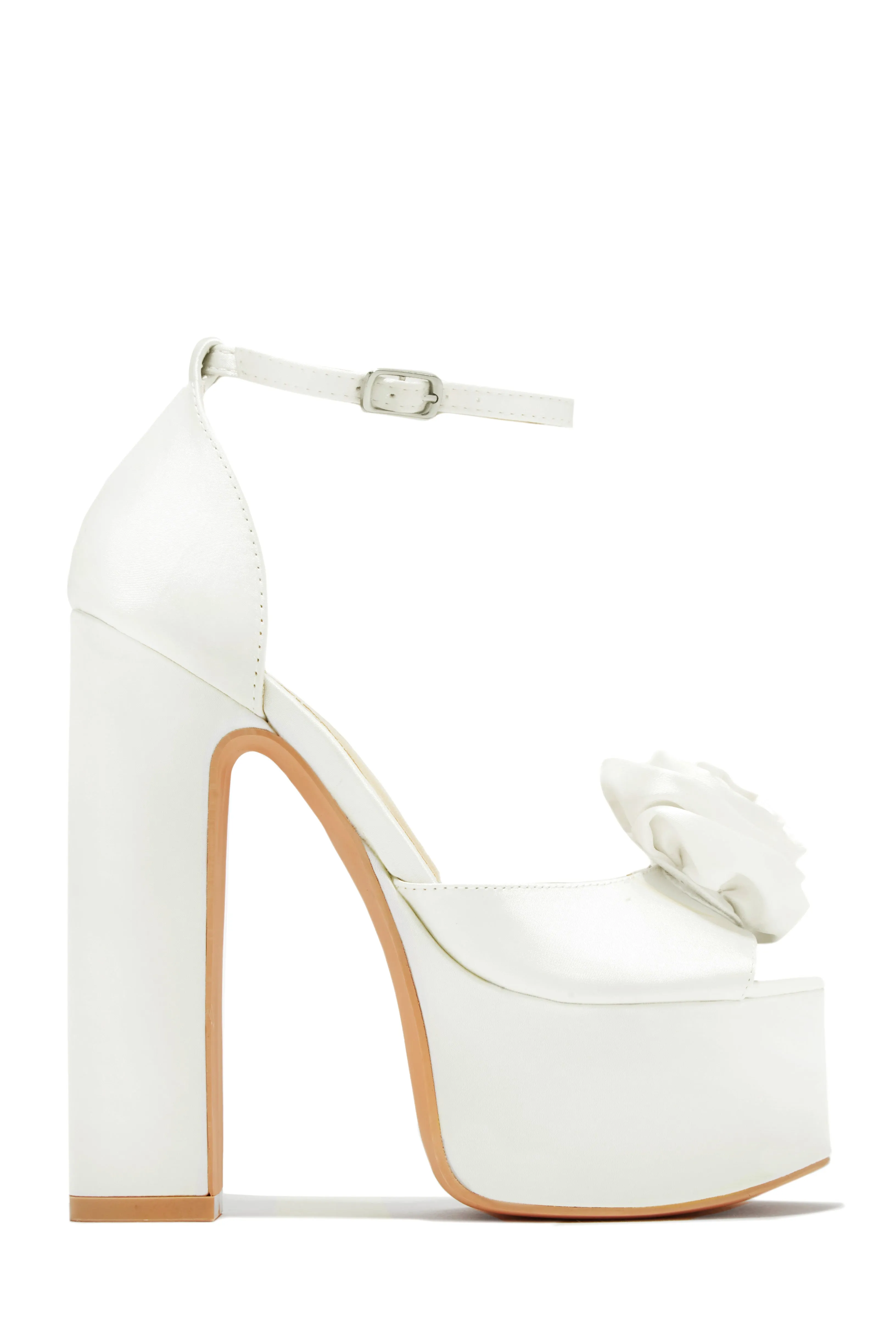 Romilly Peep Toe Platform Block High Heels - White