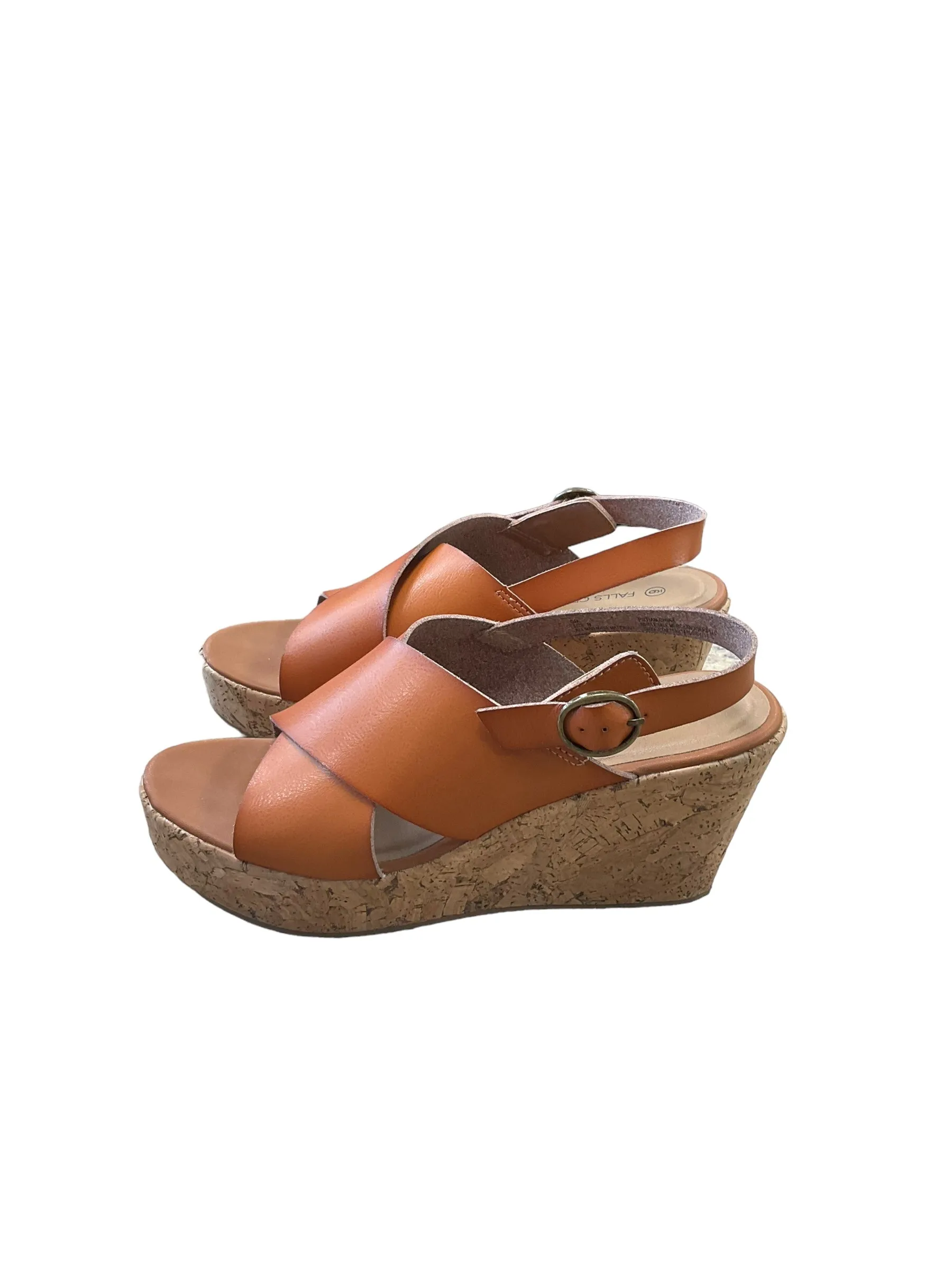 Sandals Heels Wedge By Falls Creek In Brown, Size: 9