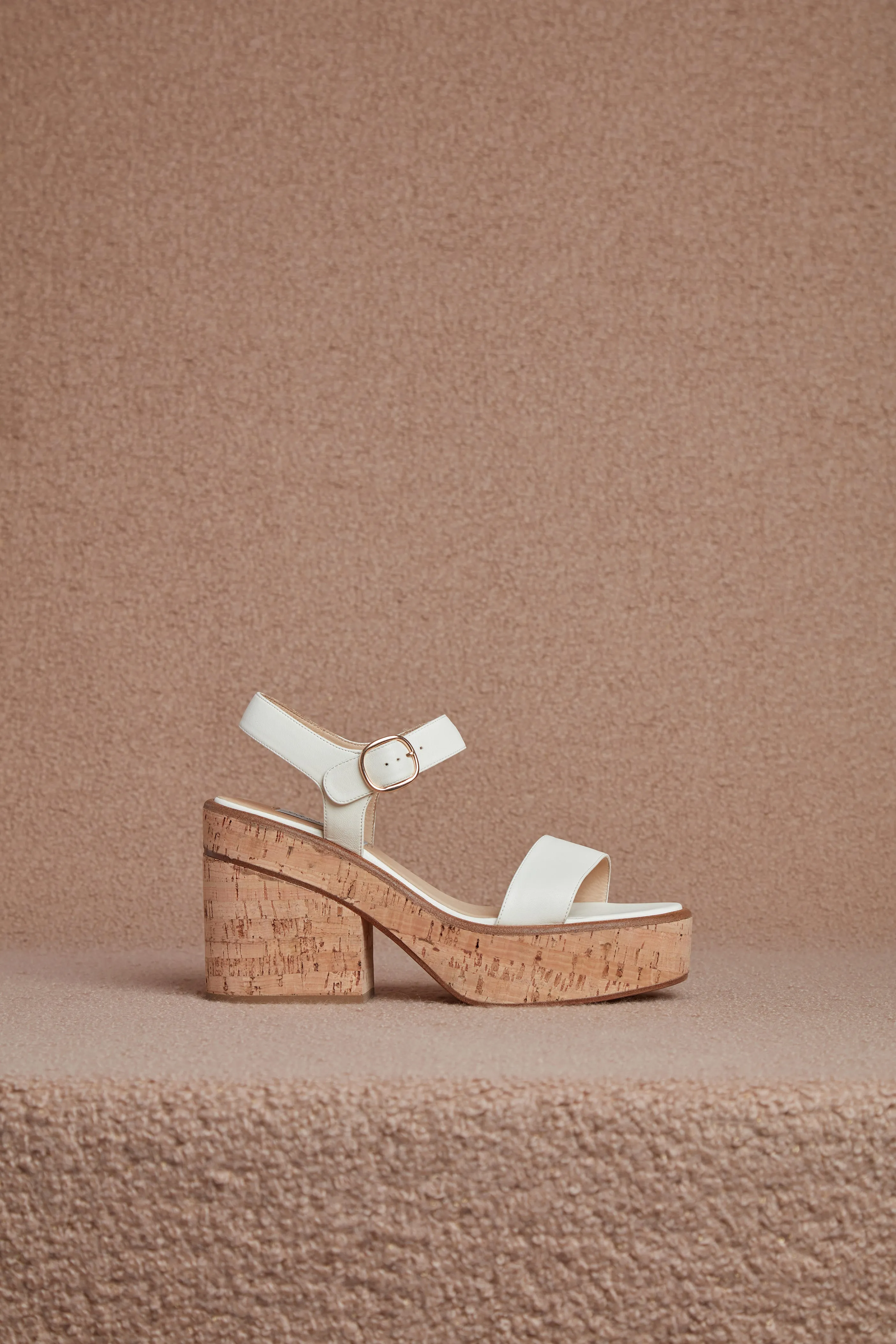 Sardis Platform Sandal in Cream Nappa Leather