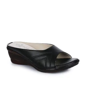 Senorita Casual Black Wedge Heels For Women LAF-911 By Liberty