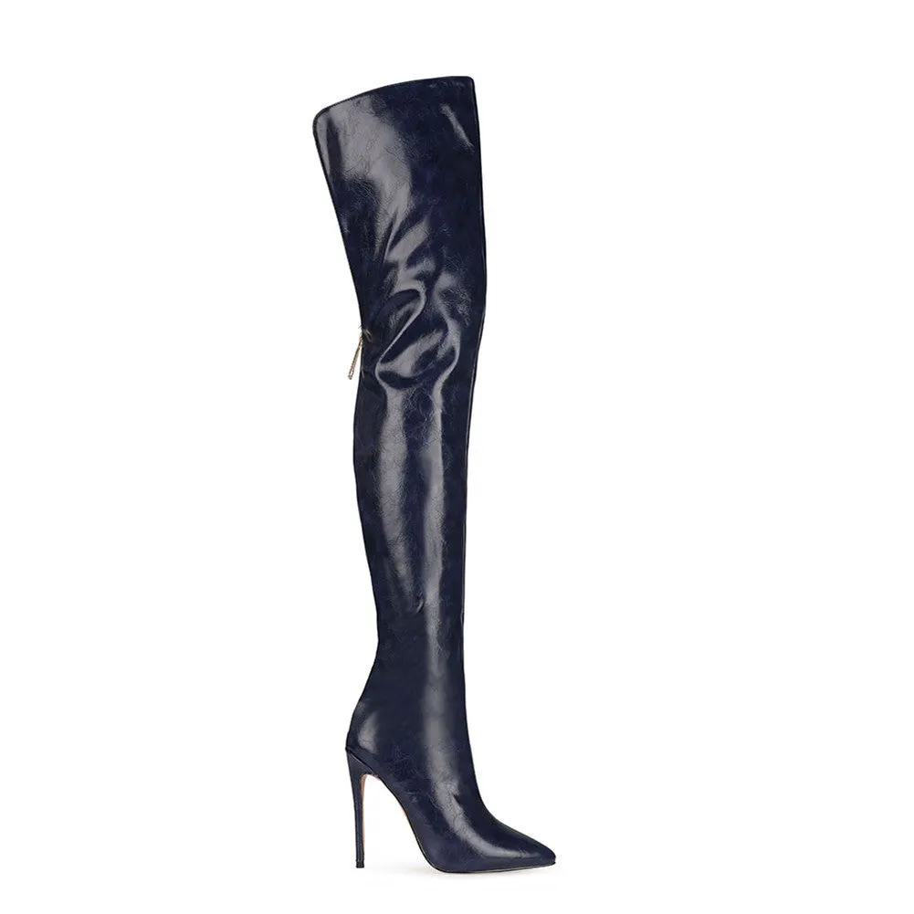 Sexy Pointed Toe Thigh High Heels Stiletto Over the Knee Boots for Women