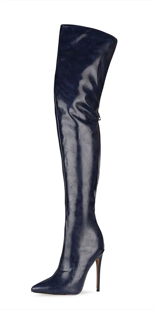 Sexy Pointed Toe Thigh High Heels Stiletto Over the Knee Boots for Women