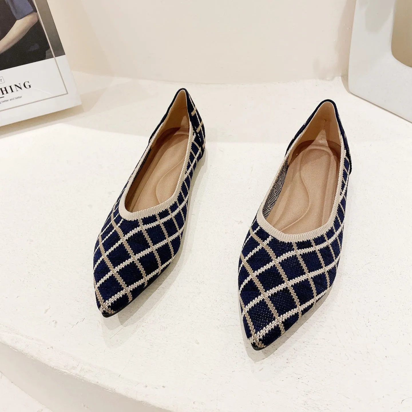 Shallow single shoes new princess shoes pointed flat bottom bean shoes