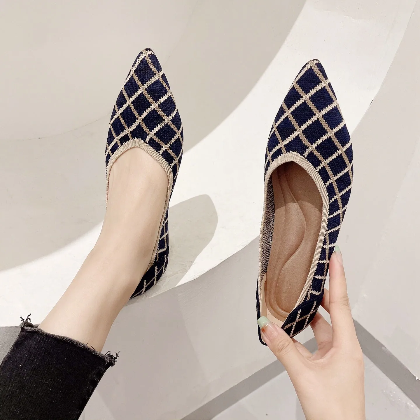 Shallow single shoes new princess shoes pointed flat bottom bean shoes