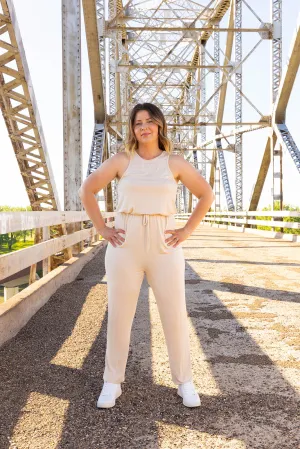 Siri Sleeveless Jumpsuit Beige