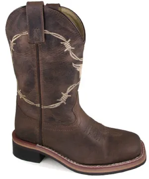 Smoky Mountain Youth Boys Logan Waxed Brown Leather Cowboy Boots 3923Y