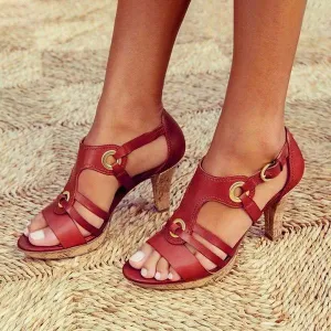 Sohiwoo  Women Holiday Heel Sandals New Elegant Pumps Vintage Women Sandals