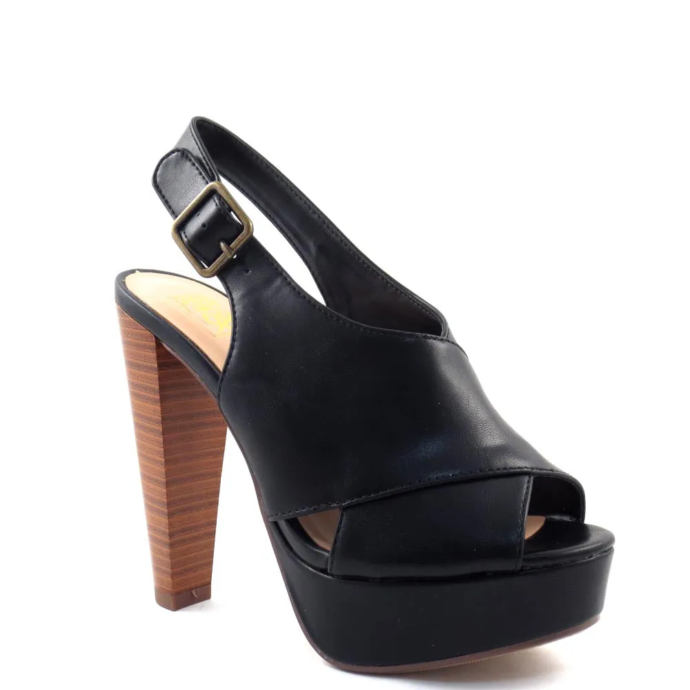 Speed Limit 98 Sling Back Peep Toe Stacked Heels - Hab