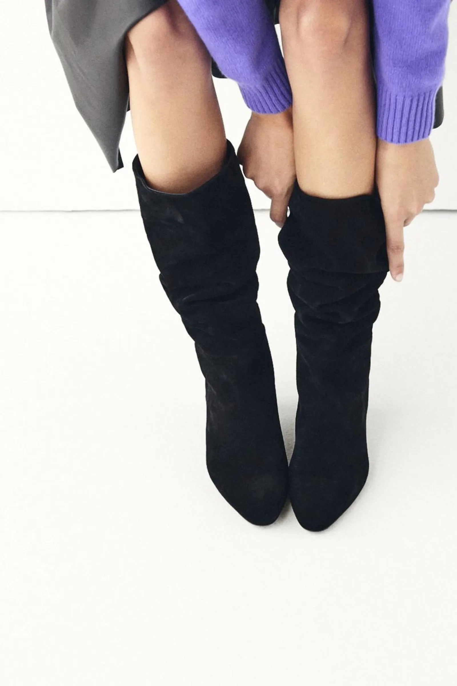 Split Leather Heeled Boots