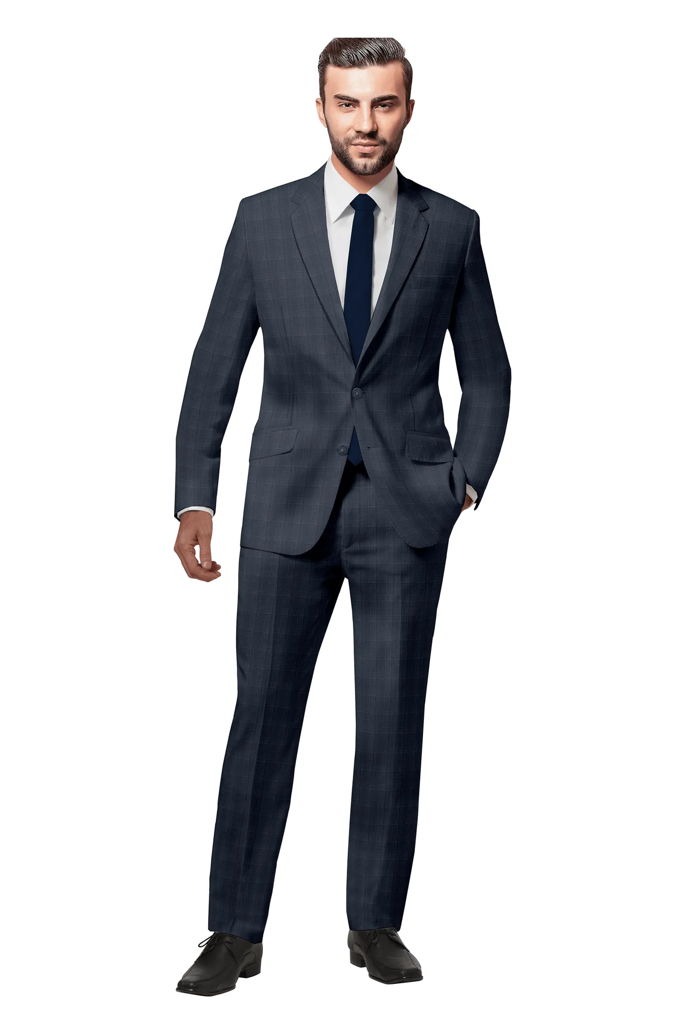 Stylish Blue Windowpane Suit