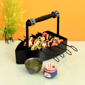 Stylish Steam Iron Bar-B-Que with Skewers