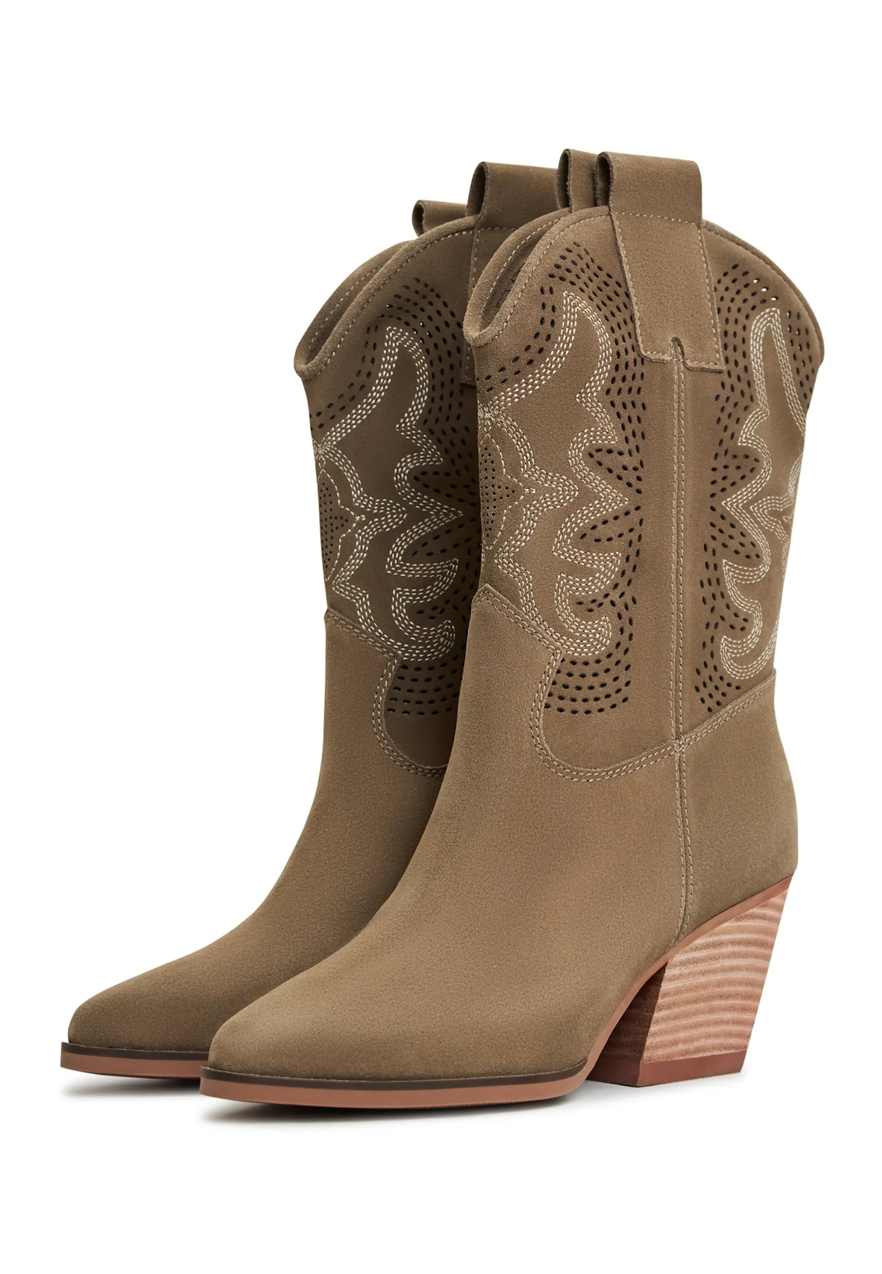 Suede Cowboy Boots Elena - Beige