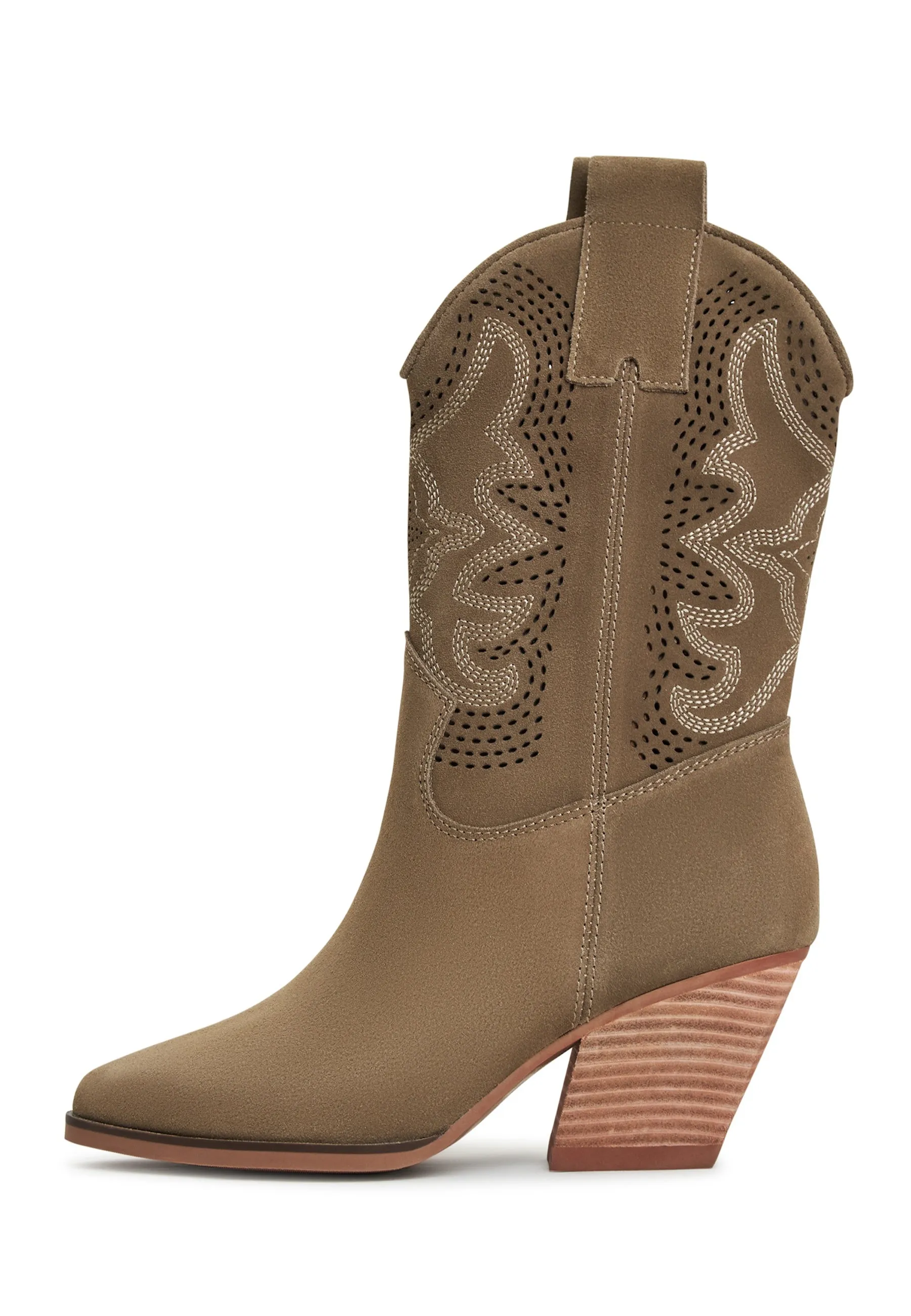 Suede Cowboy Boots Elena - Beige