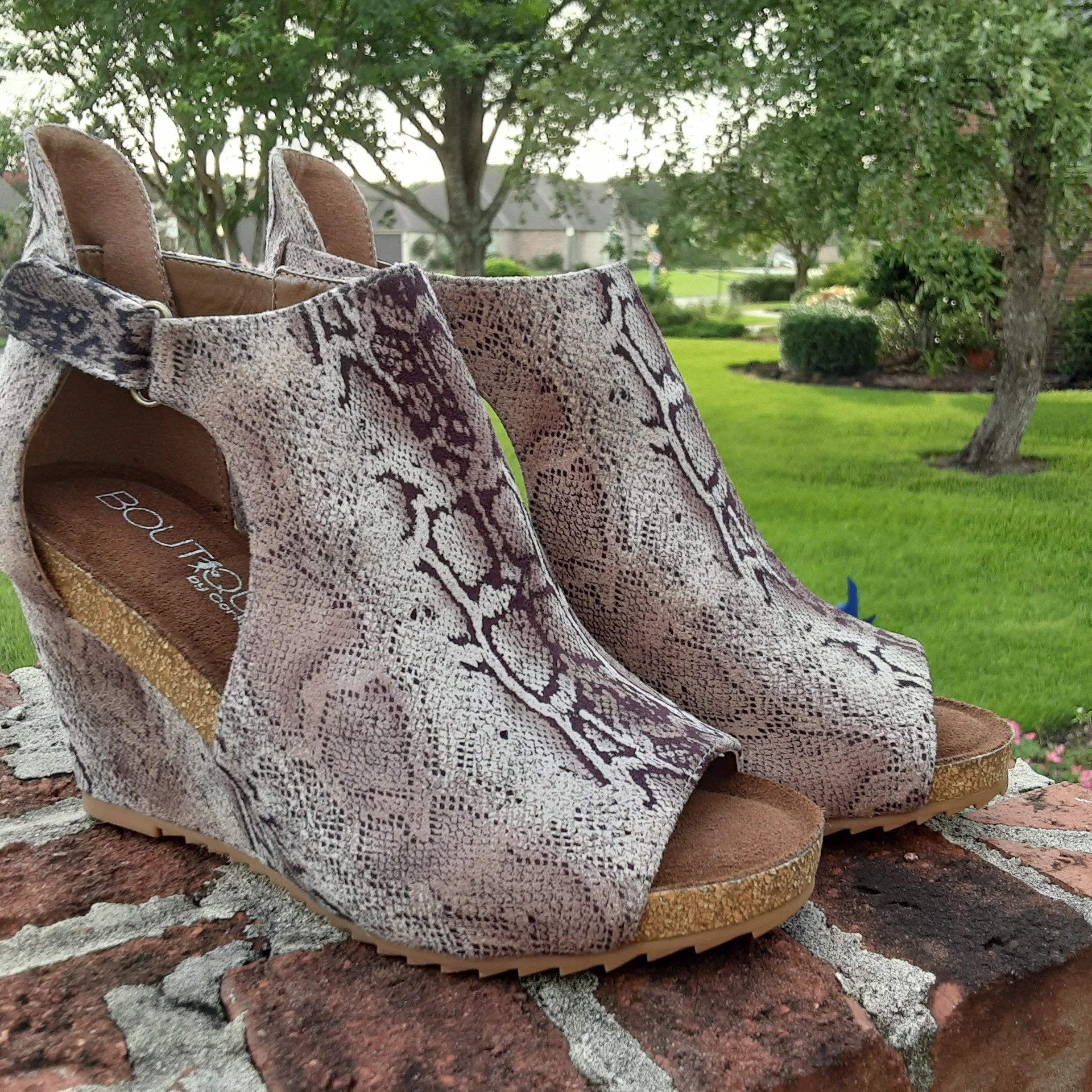 Suede Snake Print Wedge | Boutique by Corkys Sunburst