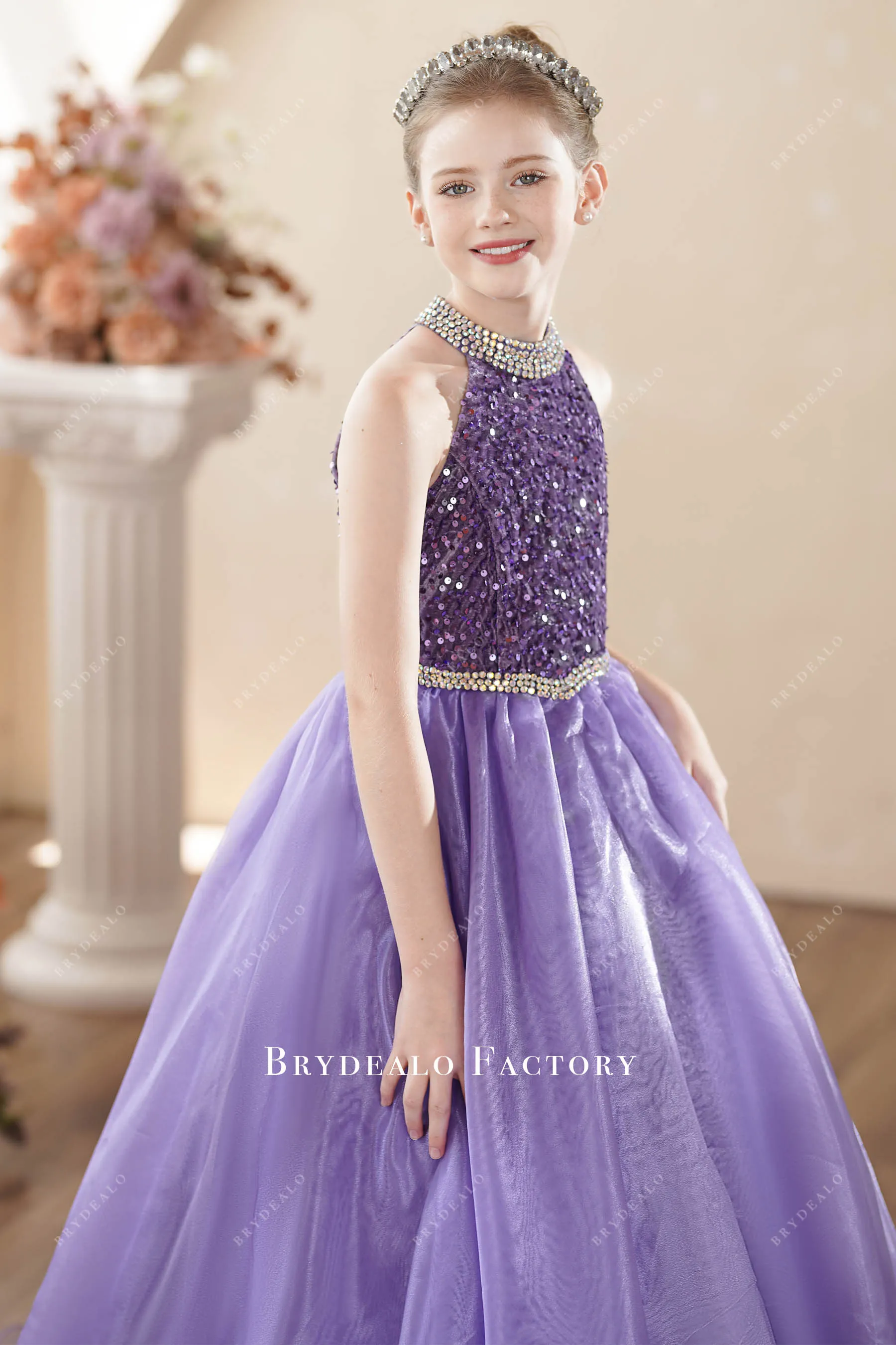 Tahiti Shimmer Velvet Organza Sleeveless Kids Birthday Dress