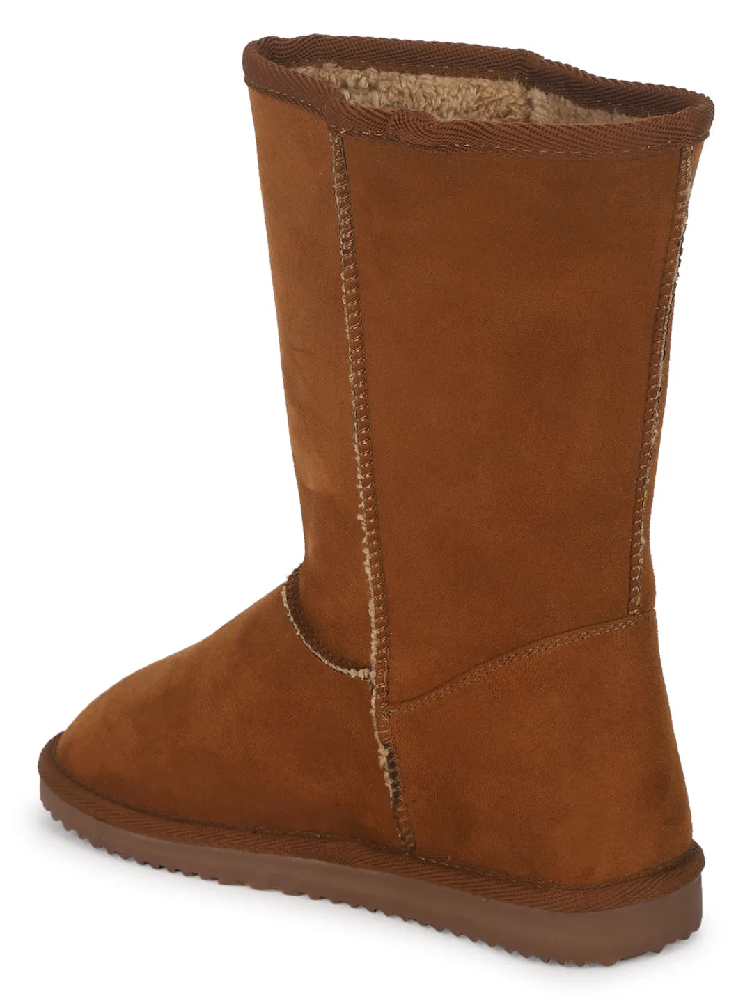 Tan Micro Flat Snow Mid Calf Boots (TC-ST-1150-TANMIC)