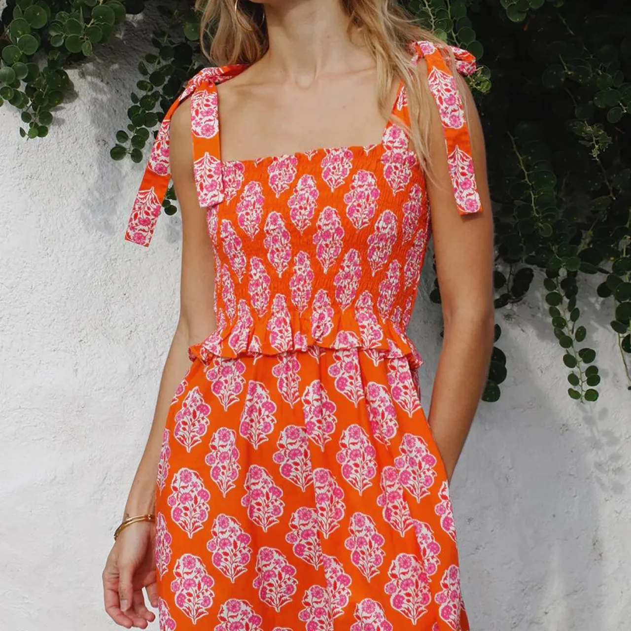 Tangerine Buta Ada Dress