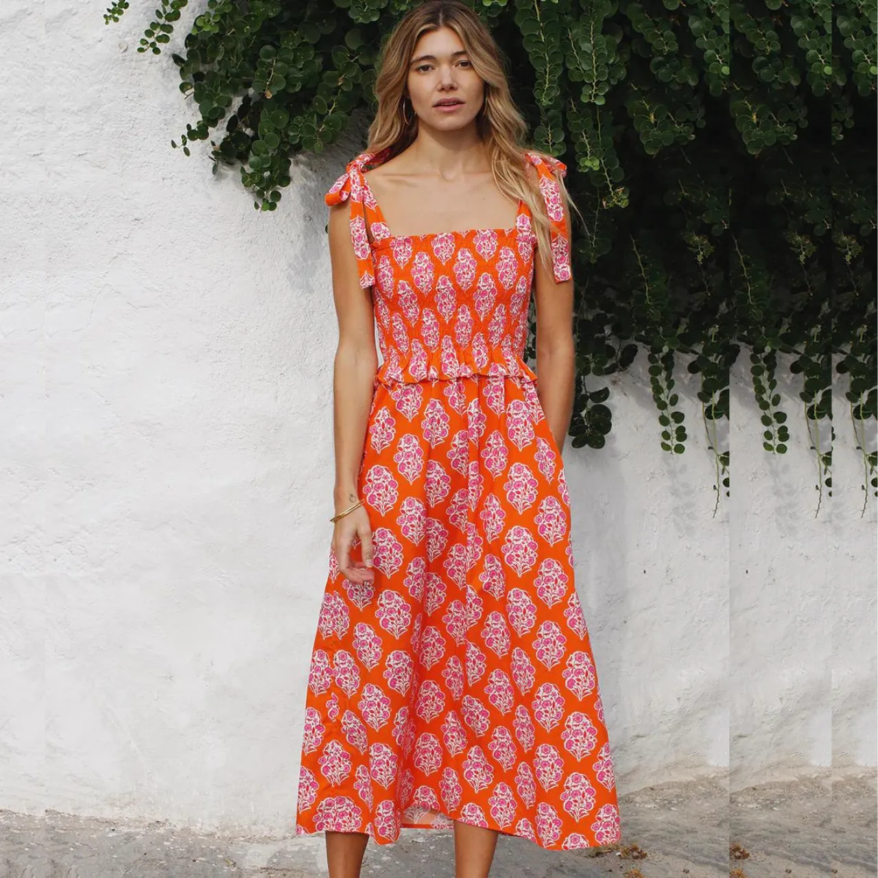 Tangerine Buta Ada Dress