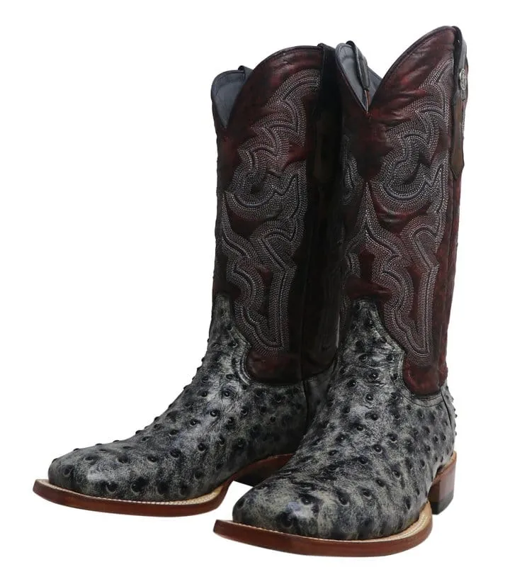 Tanner Mark Women's 'Rita Ballou' Ostrich Print Square Toe Boots Black TML207052