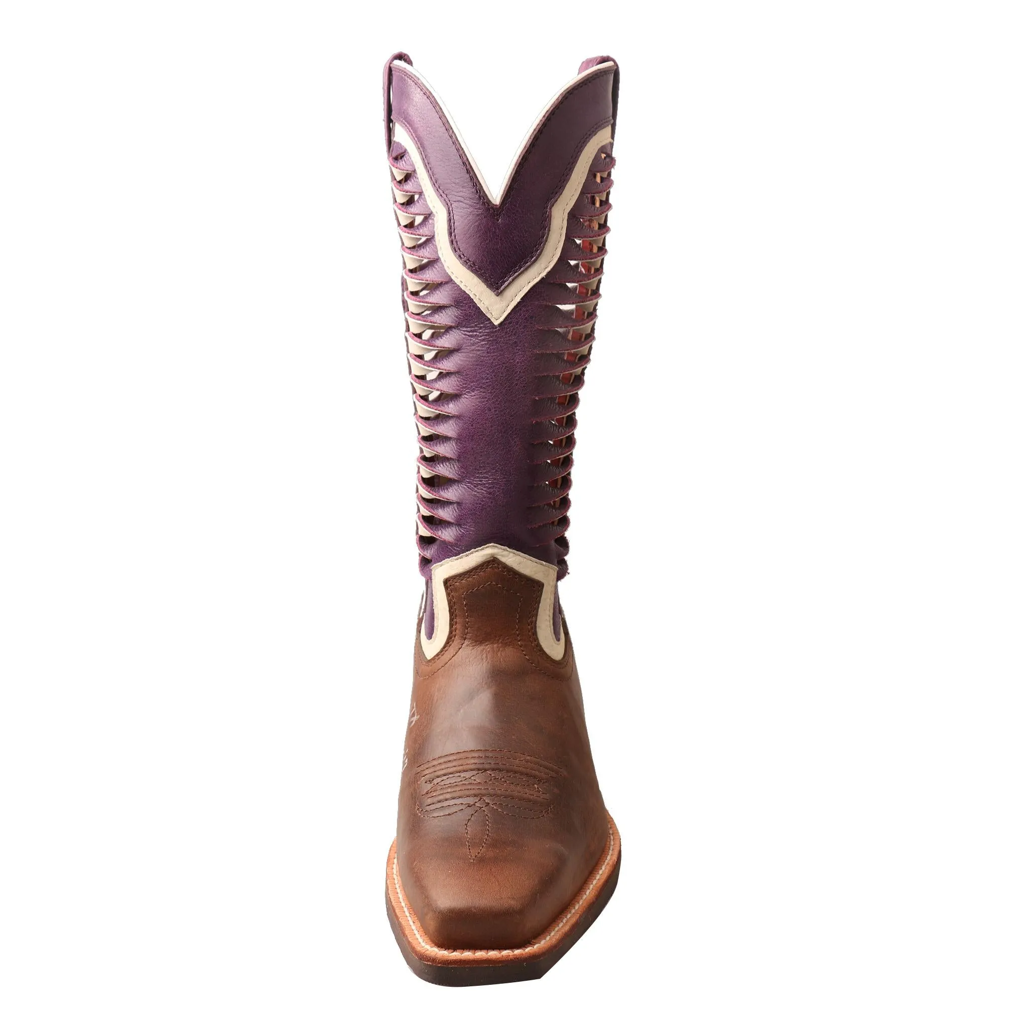 'Twisted X' Women's 12" Ruff Stock Western Narrow Square Toe - Brown / Violet