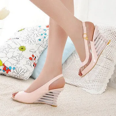 Vintage peep toe slingback wedge sandals