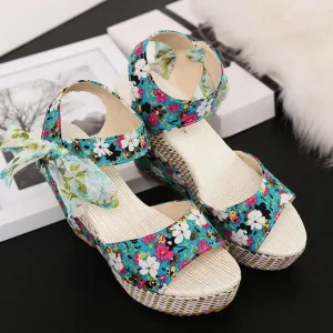 Wedge Lace Laces Floral Pattern High Heels S3365441