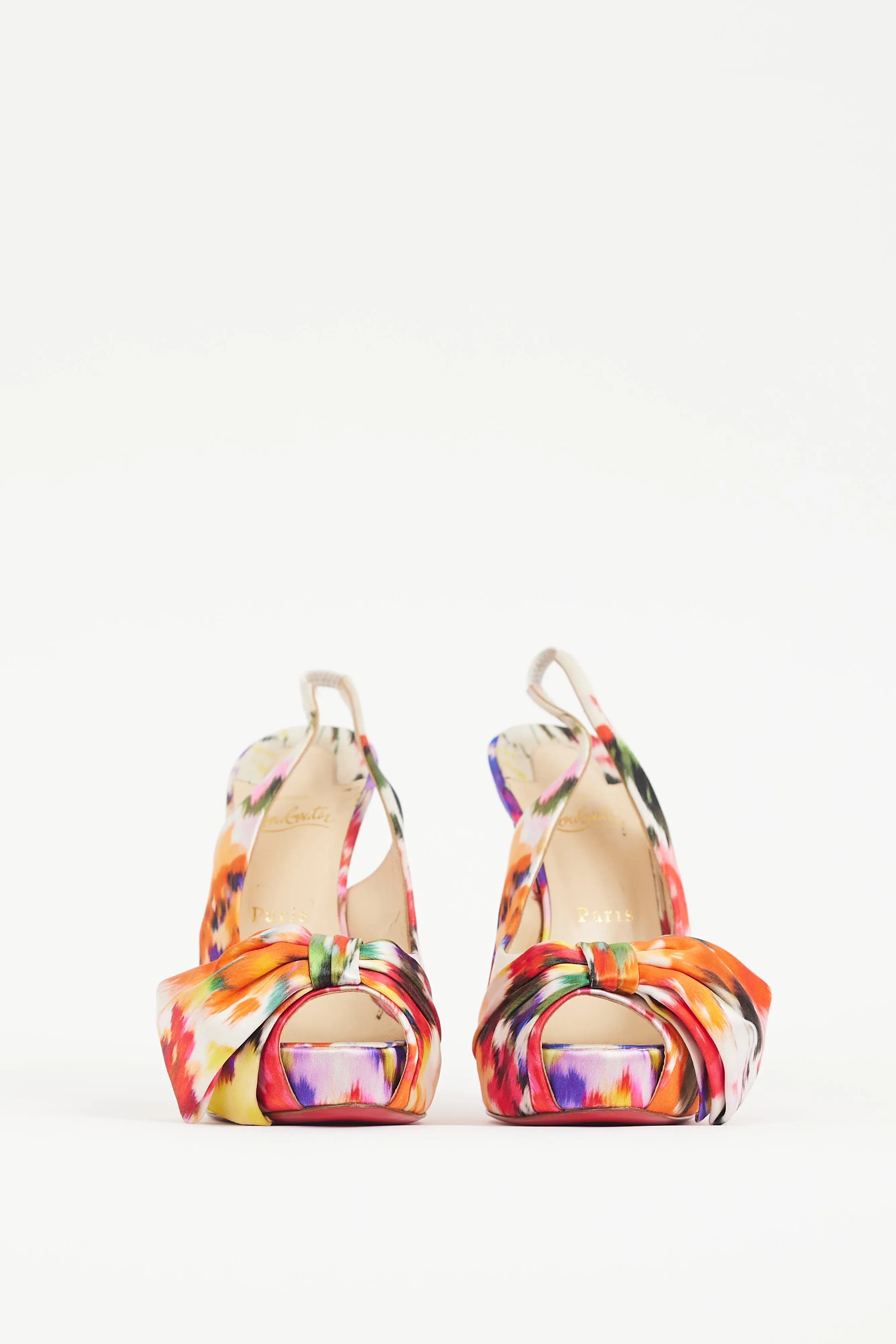 White & Multicolour Vendome Satin Heel