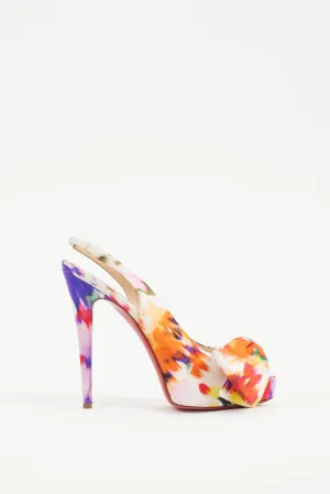 White & Multicolour Vendome Satin Heel