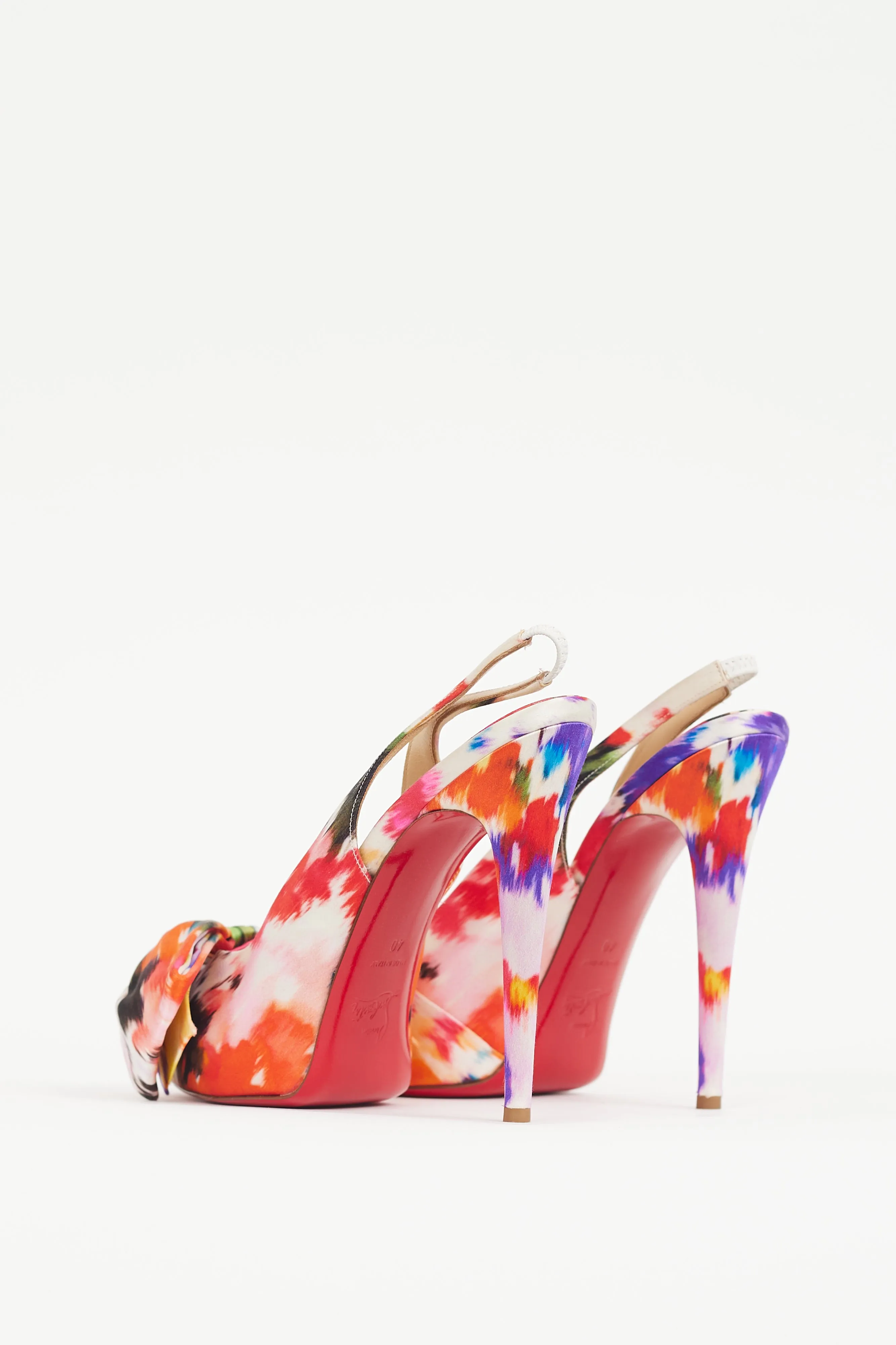 White & Multicolour Vendome Satin Heel