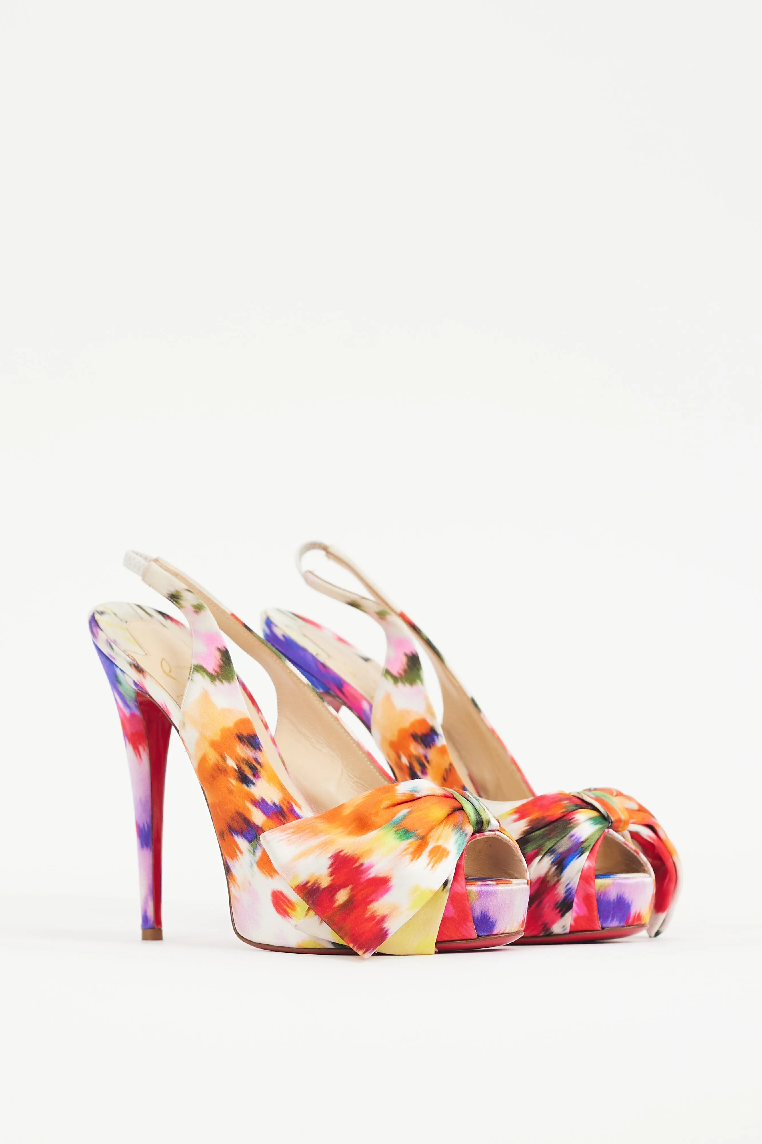 White & Multicolour Vendome Satin Heel