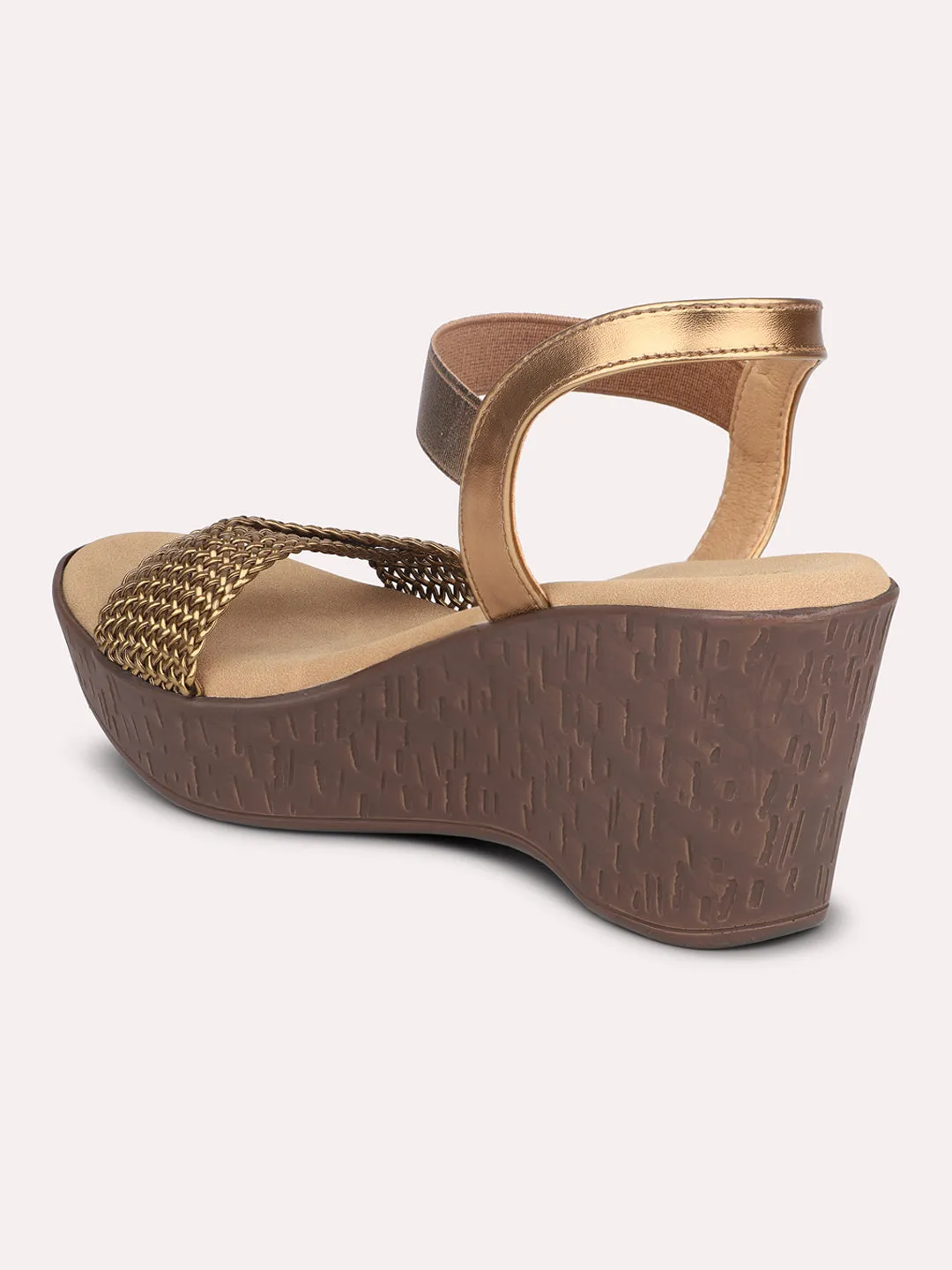 Women Antique Woven Design Wedges Heels