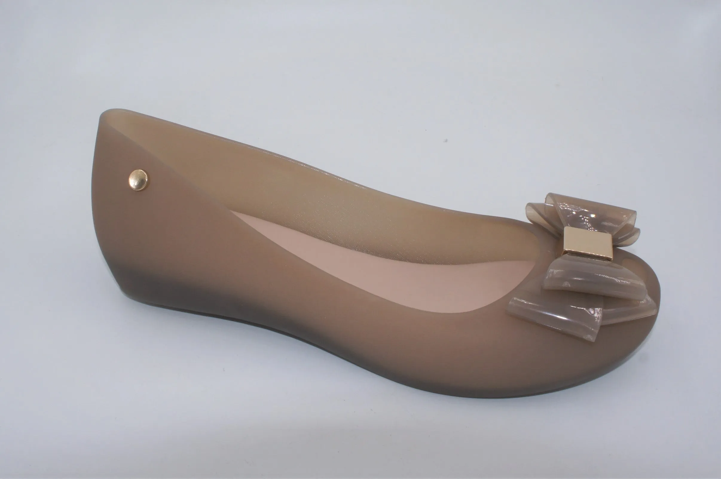 Women Flat Jelly Ballet Slip-On Peep Toe Shoes Sandal BG-506 NUDE