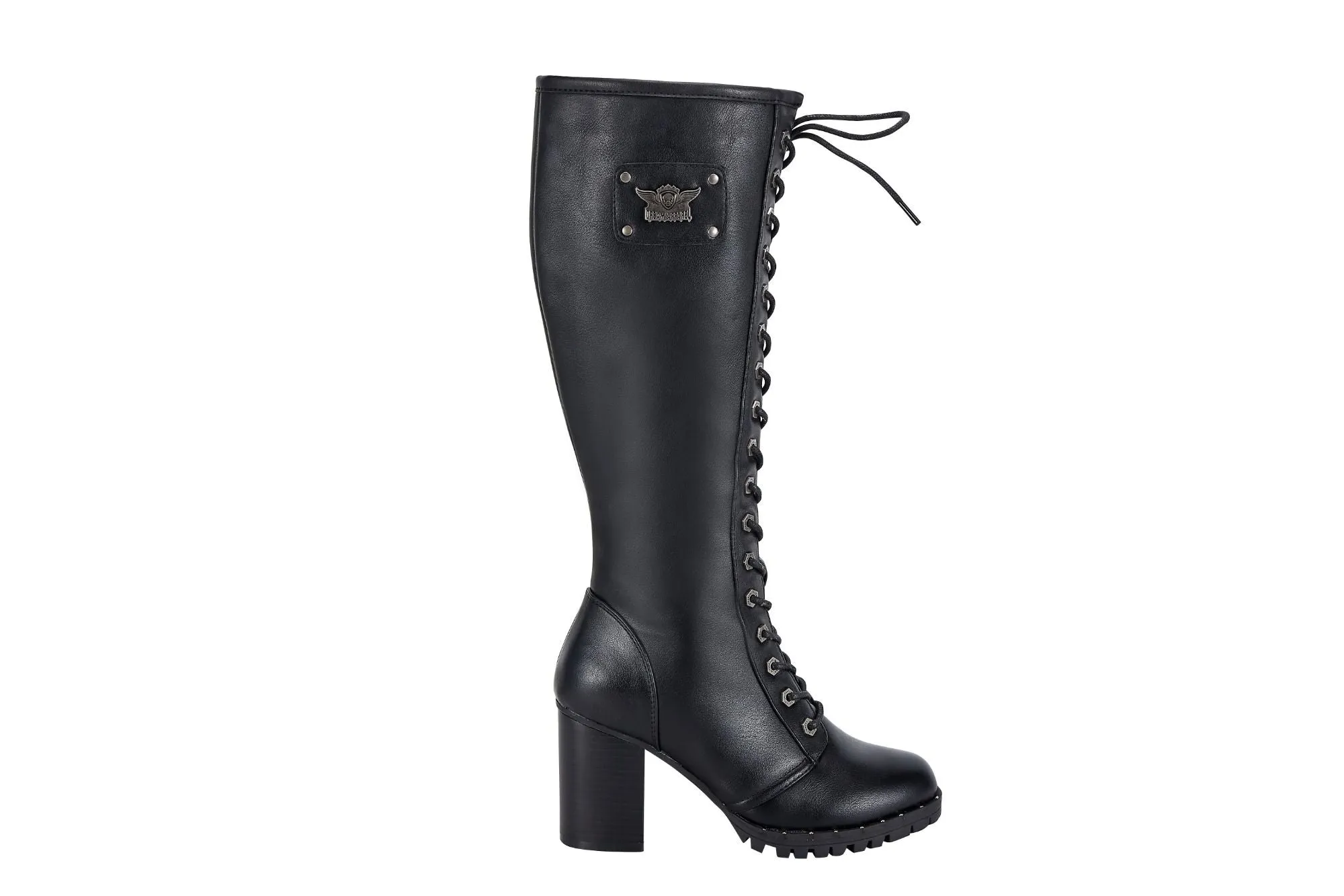 Women's Knee High Laced Boots with Zipper on Side